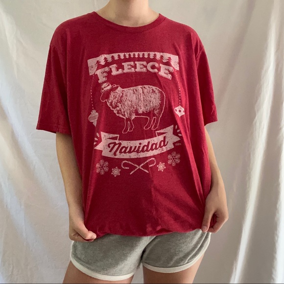 Fleece Navidad Faliz Navidad Sheep Christmas Tee - Picture 2 of 9